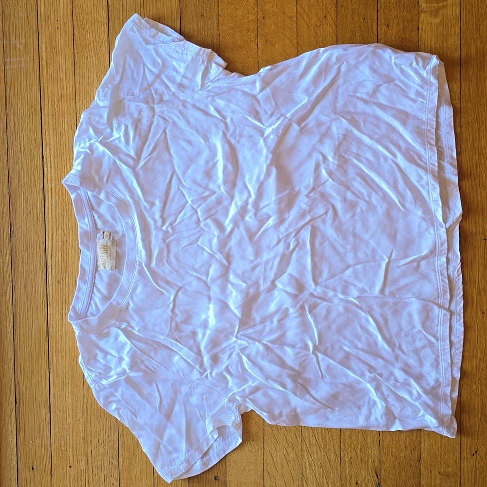 Nation LTD, White Short Sleeve Satiny T-Shirt, EUC, Women's M